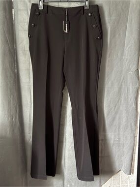 Karl Lagerfeld Paris Women's Sailor-Button Trousers Pleated Pants Black Size 10